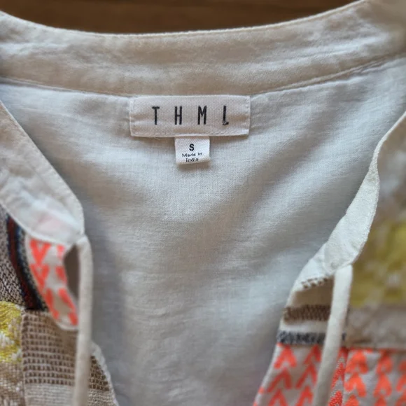 THML Anthropologie Embroidered Patchwork Boho Top, Small - Picture 3 of 8